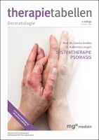 Titelcover der therapietabellen Psoriasis, 4. Auflage. Themengebiet Dermatologie